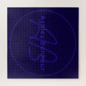 Moderne Lila Farben | Cooler Name und Monogramm Puzzle (Horizontal)