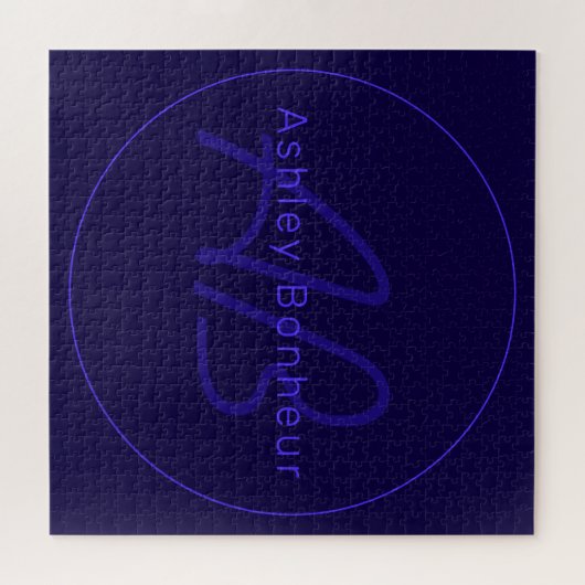 Moderne Lila Farben | Cooler Name und Monogramm Puzzle (Horizontal)