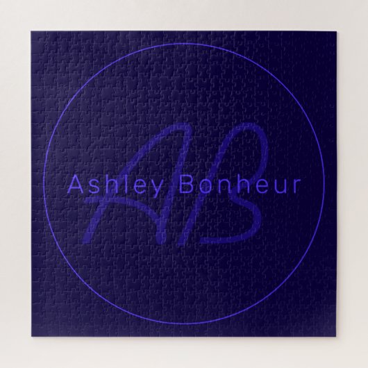 Moderne Lila Farben | Cooler Name und Monogramm Puzzle (Vertikal)