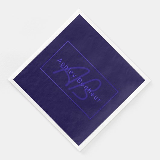 Moderne Lila Farben | Cooler Name und Monogramm Serviette (Ecke)