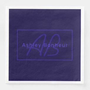 Moderne Lila Farben   Cooler Name und Monogramm Serviette
