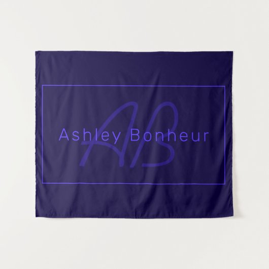 Moderne Lila Farben | Cooler Name und Monogramm Wandteppich (Vorderseite (Horizontal))