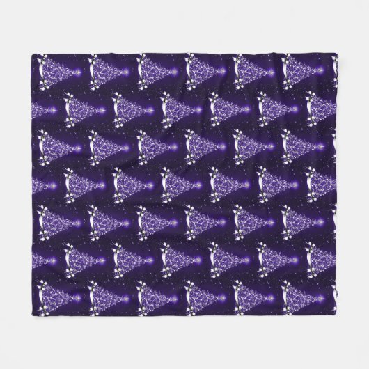 Moderne Lila Ferienbaummotif Fleecedecke (Vorderseite (Horizontal))