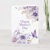 Moderne Lila florale Foto Happy Mother Day Card Karte (Vorderseite)