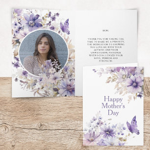 Moderne Lila florale Foto Happy Mother Day Card Karte