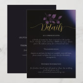 Moderne, Lila florale Hochzeitskarte Einladung (Vorne/Hinten)