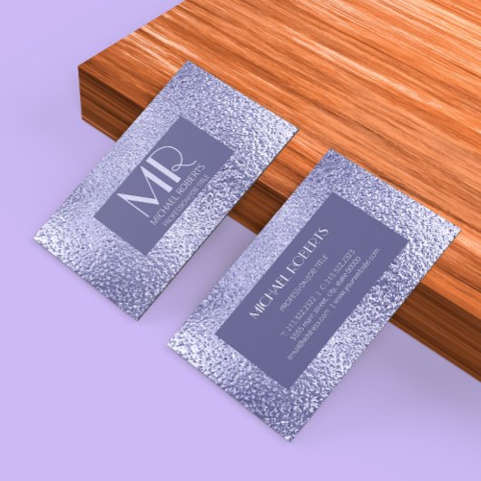 Moderne lila Folie Metallisch Visitenkarte