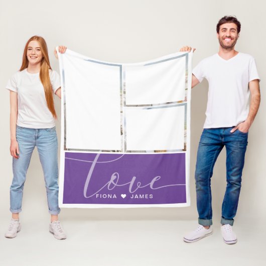 Moderne Lila Foto Collage Liebe Personalisiert Fleecedecke (Beispiel)