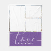 Moderne Lila Foto Collage Liebe Personalisiert Fleecedecke (Vorderseite)