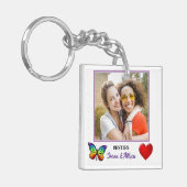 Moderne Lila Freunde - Bild und Name Schlüsselanhänger (Vorderseite links)