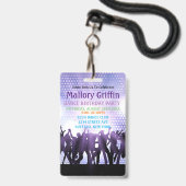 Moderne Lila Geburtstagsparty Ausweis (Vorderseite mit Lanyard)