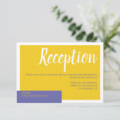 Moderne lila-gelbe Hochzeit minimal Begleitkarte (Stehend Vorderseite)