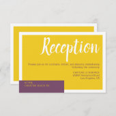 Moderne lila-gelbe Hochzeit minimal Begleitkarte (Vorne/Hinten)