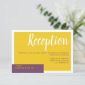 Moderne lila-gelbe Hochzeit minimal Begleitkarte (Stehend Vorderseite)