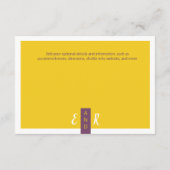 Moderne lila-gelbe Hochzeit minimal Begleitkarte (Rückseite)