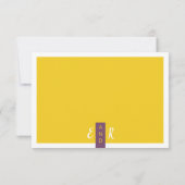 Moderne lila-gelbe Hochzeit minimal RSVP Karte (Rückseite)