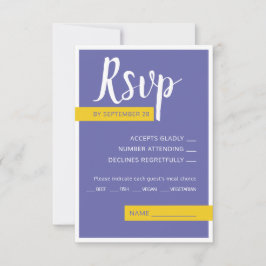 Moderne lila-gelbe Hochzeit minimal RSVP Karte