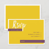 Moderne lila-gelbe Hochzeit minimal RSVP Karte (Vorne/Hinten)