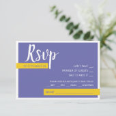 Moderne lila-gelbe Hochzeit minimal RSVP Karte (Stehend Vorderseite)