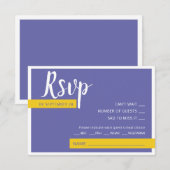Moderne lila-gelbe Hochzeit minimal RSVP Karte (Vorne/Hinten)