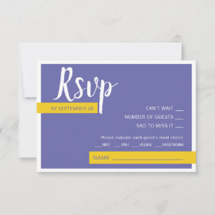 Moderne lila-gelbe Hochzeit minimal RSVP Karte
