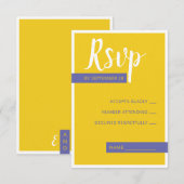 Moderne lila-gelbe Hochzeit minimal RSVP Karte (Vorne/Hinten)