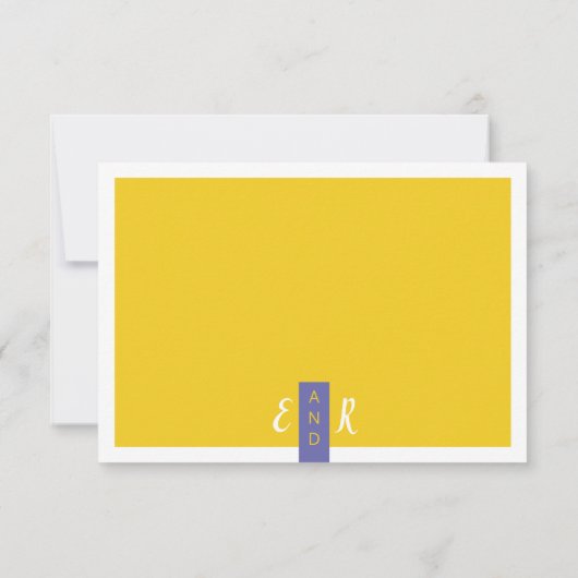 Moderne lila-gelbe Hochzeit minimal RSVP Karte (Rückseite)