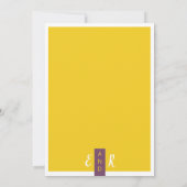 Moderne lila-gelbe Minimalhochzeit Einladung (Rückseite)