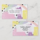 Moderne lila gelbe schwarze Pastellbrushstrokes Visitenkarte (Vorne/Hinten)