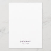 Moderne Lila geometrische Hochzeit Menükarte (Rückseite)