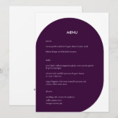Moderne Lila geometrische Hochzeit Menükarte (Vorne/Hinten)