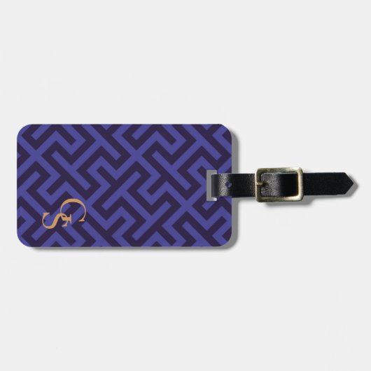 Moderne lila geometrische Muster monogramm Gepäckanhänger (Vorderseite horizontal)