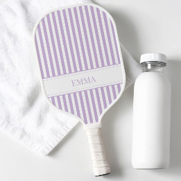 Moderne lila gestreifte coole preppy einfache Name Pickleball Schläger