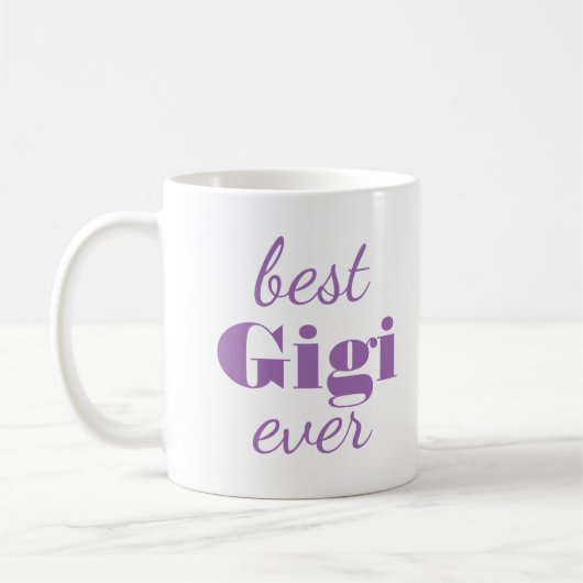 Moderne Lila Gigi Personalisierte Tasse (Links)