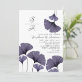Moderne Lila Ginkgo-Foliage Einladung (Stehend Vorderseite)