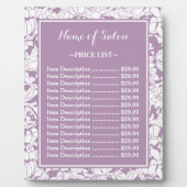 Moderne Lila Giro Beauty Salon Preisliste Fotoplatte (Vorderseite)