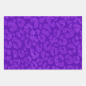 moderne lila Glitter-Leopard Geschenkpapier Set (Vorderseite)