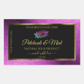 Moderne Lila Glitzer-Black Product Labels Ladybug Rechteckiger Aufkleber (Vorderseite)