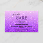 Moderne Lila Glitzer Candle Care Visitenkarte (Rückseite)