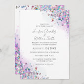 Moderne Lila Glitzer Glitzern White Einladung (Vorne/Hinten)