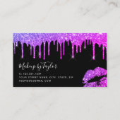 Moderne lila Glitzer-Lippen Makeup-Künstler Visitenkarte (Rückseite)