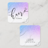 Moderne lila Glitzer-Schere Quadratische Visitenkarte (Vorne/Hinten)