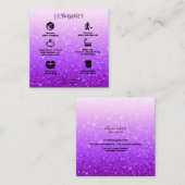 Moderne Lila Glitzer Schmuckpflege Quadratische Visitenkarte (Vorne/Hinten)