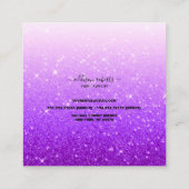 Moderne Lila Glitzer Schmuckpflege Quadratische Visitenkarte (Rückseite)