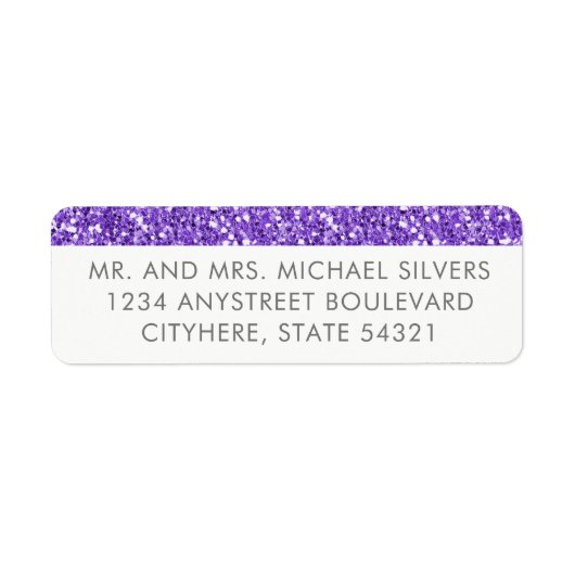 Moderne Lila Glitzer Strip-Rücksendeadressen-Aufkl (Vorne)