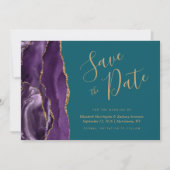 Moderne Lila Gold Agate Aquamarin Save the Date Ca (Vorderseite)