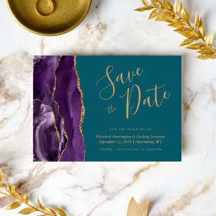 Moderne Lila Gold Agate Aquamarin Save the Date Ca