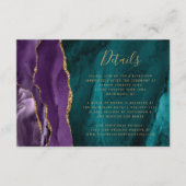 Moderne Lila Gold Agate Aquamarine Hochzeitdetails Begleitkarte (Vorderseite)