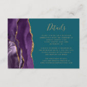 Moderne Lila Gold Agate Aquamarine Hochzeitdetails Begleitkarte (Vorderseite)