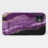 Moderne Lila Gold Agate Crystal personalisieren Case-Mate iPhone Hülle (Rückseite (Horizontal))